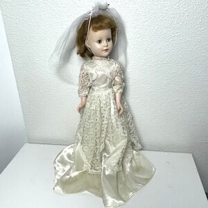 Vintage 17" American Character Sweet Sue Bride Walker Doll Satin Lace Dress Veil